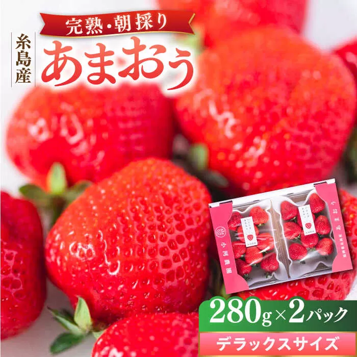 糸島産 完熟あまおう 280g×2パック (デラックスサイズ) 糸島市 / 小河農園 いちご フルーツ 果物 [AJN001]