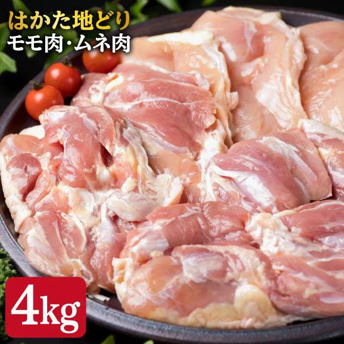 【鶏肉セット】はかた地どり もも肉 2kg / むね肉 2kg セット 糸島【糸島ミートデリ工房】 [ACA035] 博多 鶏肉 鳥 もも むね モモ ムネ 焼肉 焼き肉 BBQ 小分け 国産