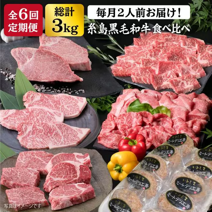 [全6回定期便] 糸島 黒毛和牛 食べ比べ セット 2人前 約3kg 糸島 / 糸島ミートデリ工房 [ACA110] 定期便 肉 ランプ シャトーブリアン