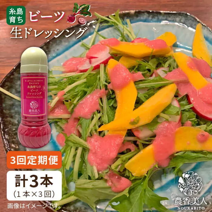 [全3回定期便]糸島 そだち の ビーツ ドレッシング ( 285ml × 1本 )[糸島][農香美人] [AAG045] ドレッシング ボトル 栽培期間中 農薬不使用 野菜 ビーツ 糸島 定期便