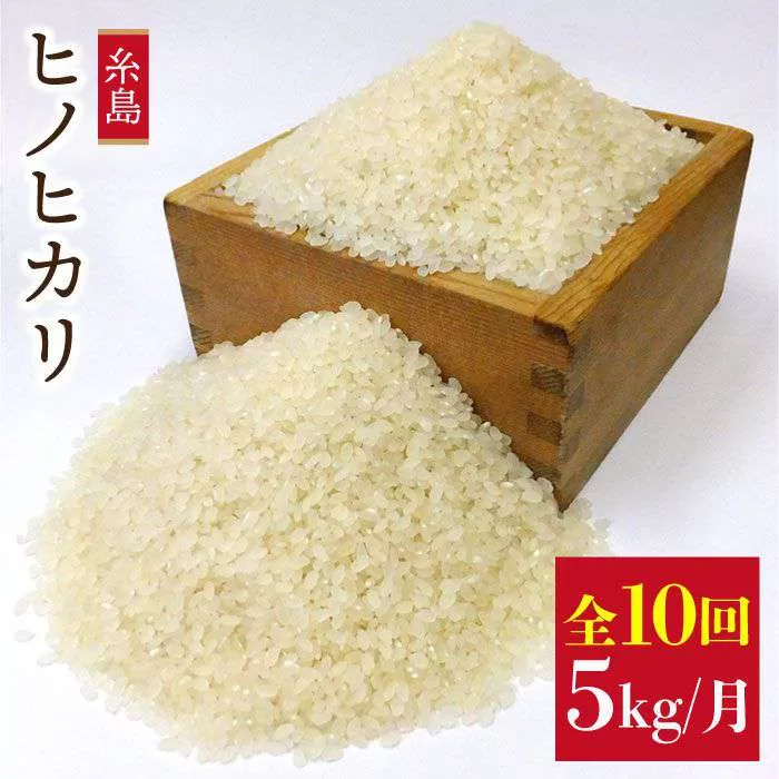 【 定期便 】福吉産 の お米 ＜10回コース＞ 農薬 を使わない 栽培 の ヒノヒカリ 5kg 糸島 / 二丈赤米産直センター [ABB015] 米 ひのひかり