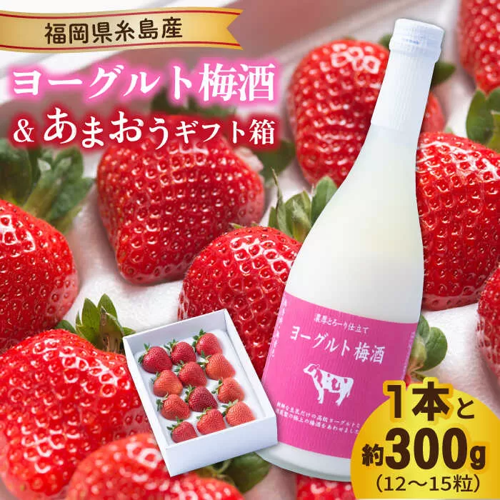 【先行予約】ヨーグルト梅酒720ml×あまおうギフト箱入り （12-15粒） 【2025年12月上旬以降順次発送】 糸島市 / 南国フルーツ株式会社 [AIK016]