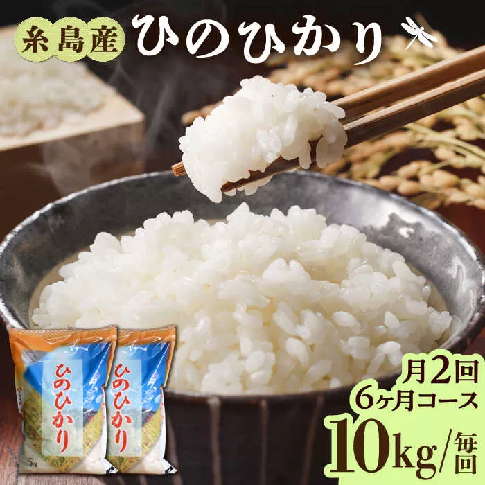 【月2回お届け】【全12回定期便】糸島産 ひのひかり 10kg 6ヶ月コース 糸島市 / 三島商店 [AIM033]