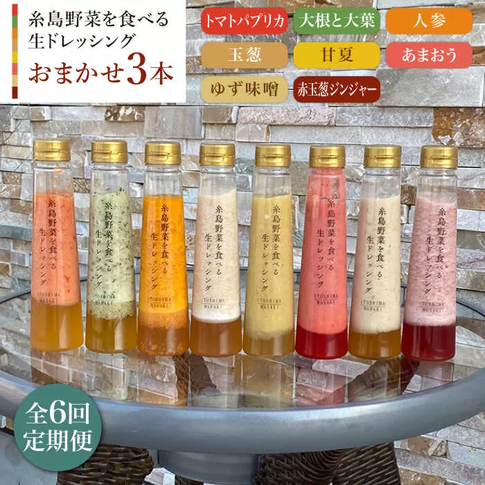 【 全6回 定期便 】 糸島 野菜 を 食べる 生 ドレッシング お任せ 3本 セット 《糸島》【糸島正キ】 [AQA012]