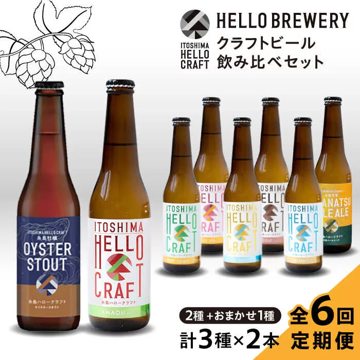 【全6回定期便】【 3種 飲み比べ 】糸島 クラフト ビール 瓶 詰め合わせ 6本 セット 糸島市 / HELLO BREWERY 地ビール ビール [AGM003]