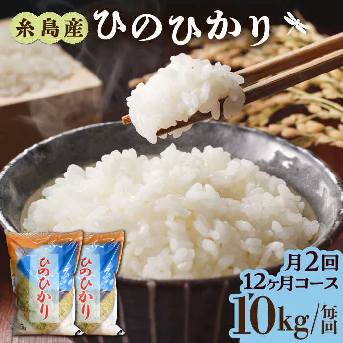 【月2回お届け】【全24回定期便】糸島産 ひのひかり 10kg 12ヶ月コース 糸島市 / 三島商店 [AIM034]