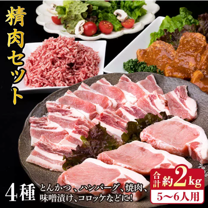 【使いやすい豚肉＆牛肉セット】毎日のメインのおかずを彩る 精肉 セット 4種 計約2?s 5〜6人前《糸島》【糸島ミートデリ工房】 [ACA204] 和牛 牛肉 豚肉 鶏肉 BBQ トンカツ 焼肉 ハンバーグ ミンチ ひき肉 惣菜