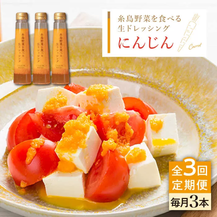 【全3回定期便】【 ご家庭用 】 糸島 野菜 を 食べる 生 ドレッシング （ 人参 × 3本 ） 《糸島》【糸島正キ】 [AQA029]