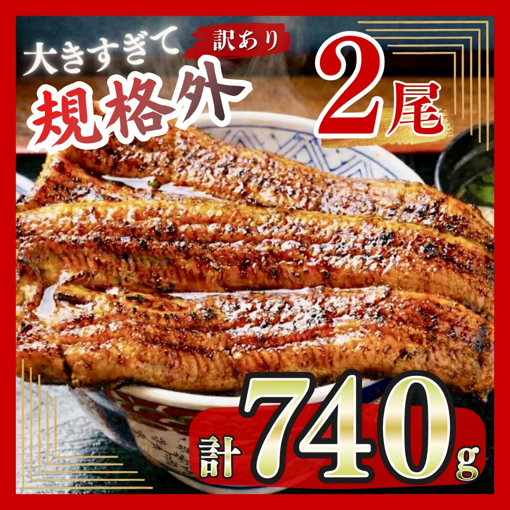 うなぎ 訳あり 鰻 蒲焼 特大 2尾 計約740g 不揃い 規格外 小分け [大黒物産 福岡県 宇美町 um40bak830009] タレ 山椒付 茶葉蒸し ウナギ うなぎ蒲焼 鰻蒲焼き 蒲焼き かば焼き 真空パック 個包装 冷凍 unagi