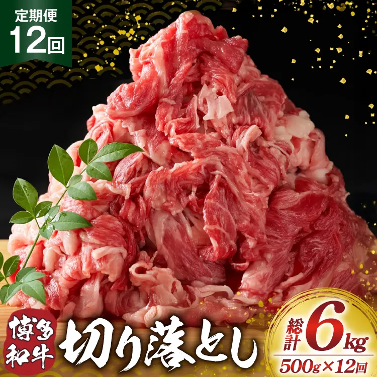 肉 博多和牛 切り落とし500g 12回 定期便 [MEAT PLUS 福岡県 宇美町 um40azp010061] ふるさと納税 牛肉 牛 肉 和牛 黒毛和牛 切落し 赤身 和牛 肩肉 牛肩 バラ肉 バラ 国産 冷凍