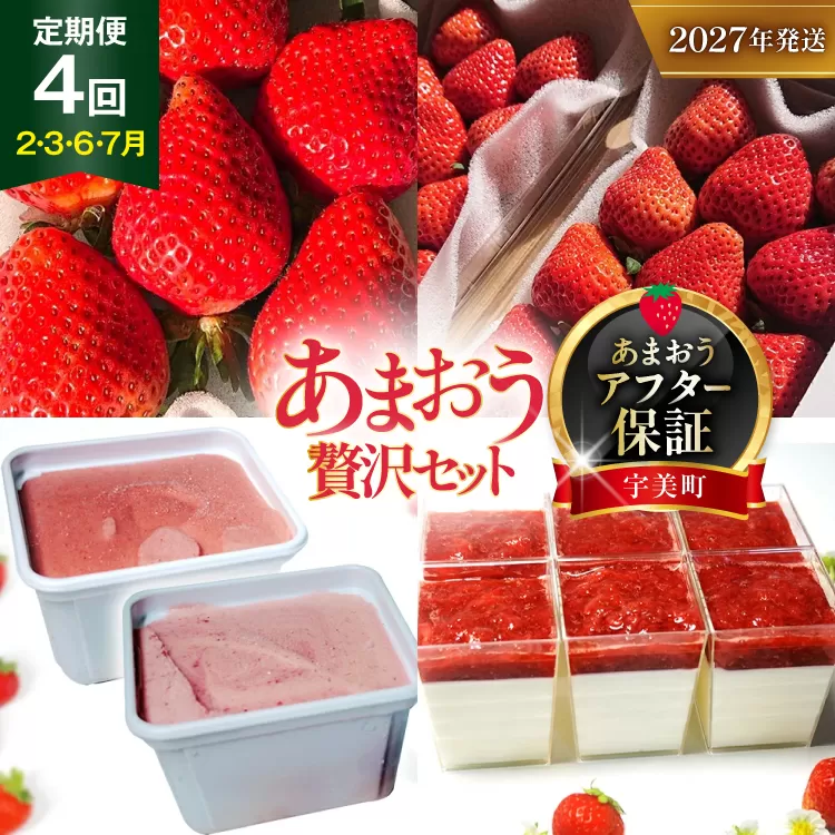 いちご あまおう 大粒あまおう 定期便 DXあまおう ジェラート 2種 レアチーズケーキ 6p 詰め合わせ 【2027年発送】 期間限定発送 [THE FARM_strawberry 福岡県 宇美町 um40azo780010] 先行予約 あまおう 大粒 イチゴ 苺 フルーツ 果物 果実 甘い あまい 小分け 冷凍 アイス ケーキ チーズケーキ 定期