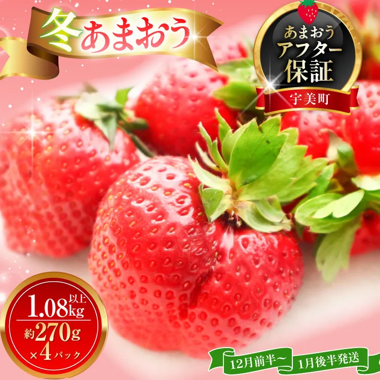 いちご あまおう 冬あまおう 270g以上 4p 計1080g以上 【12月前半〜1月後半発送】 期間限定 [ストロベリーファーム 福岡県 宇美町 um40azp070008] 先行予約 イチゴ 苺 フルーツ 果物 果実 甘い 小分け あまい 4パック 1kg