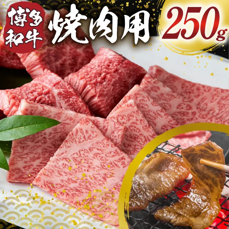 博多和牛 焼肉用 250g [MEAT PLUS 福岡県 宇美町 um40azp010055] ふるさと納税 牛肉 焼肉 焼き肉 肉 肩ロース肉 肩バラ肉 モモ肉 和牛 冷凍