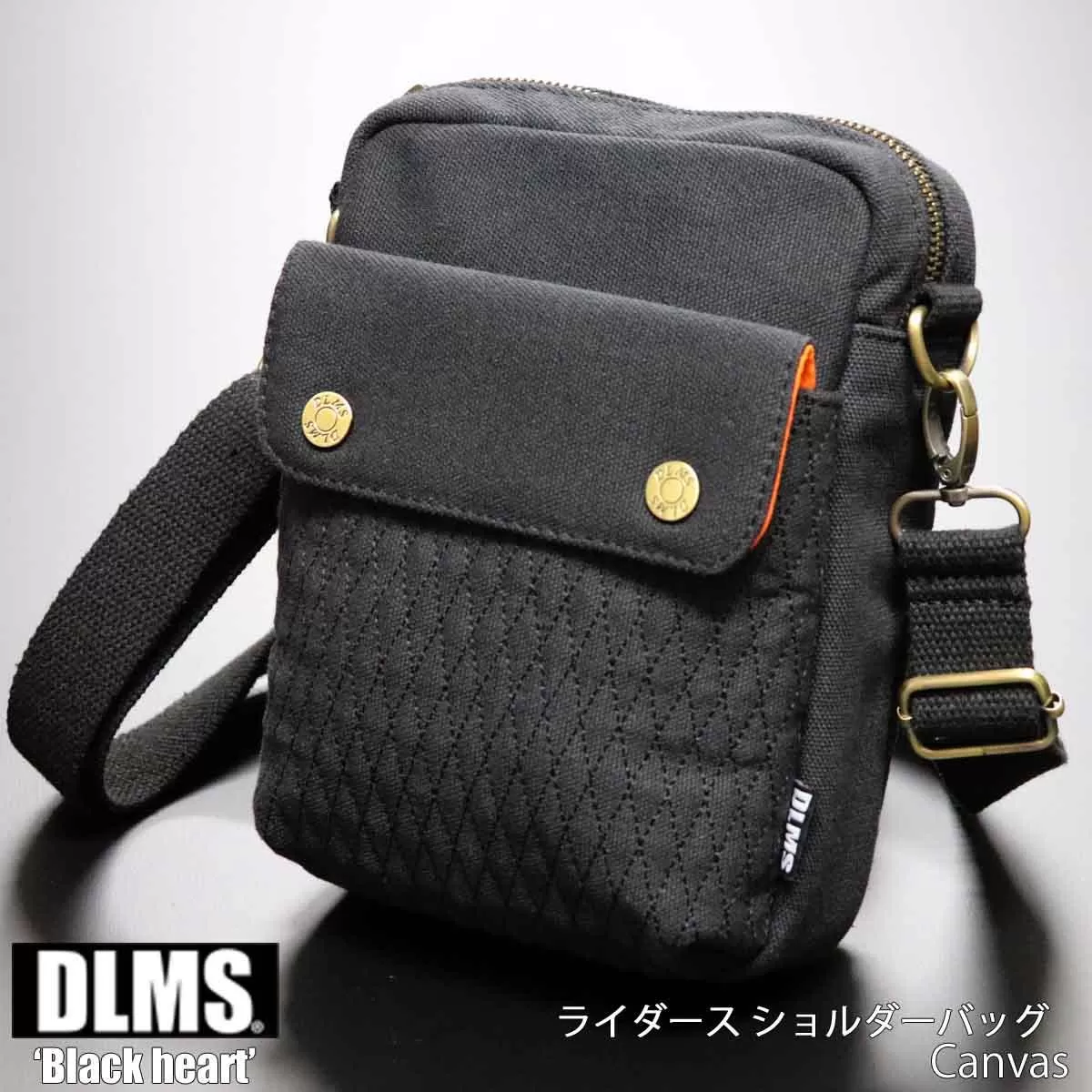 DLMS ミニショルダーバッグ Black heart キャンバス生地 WZ008-2