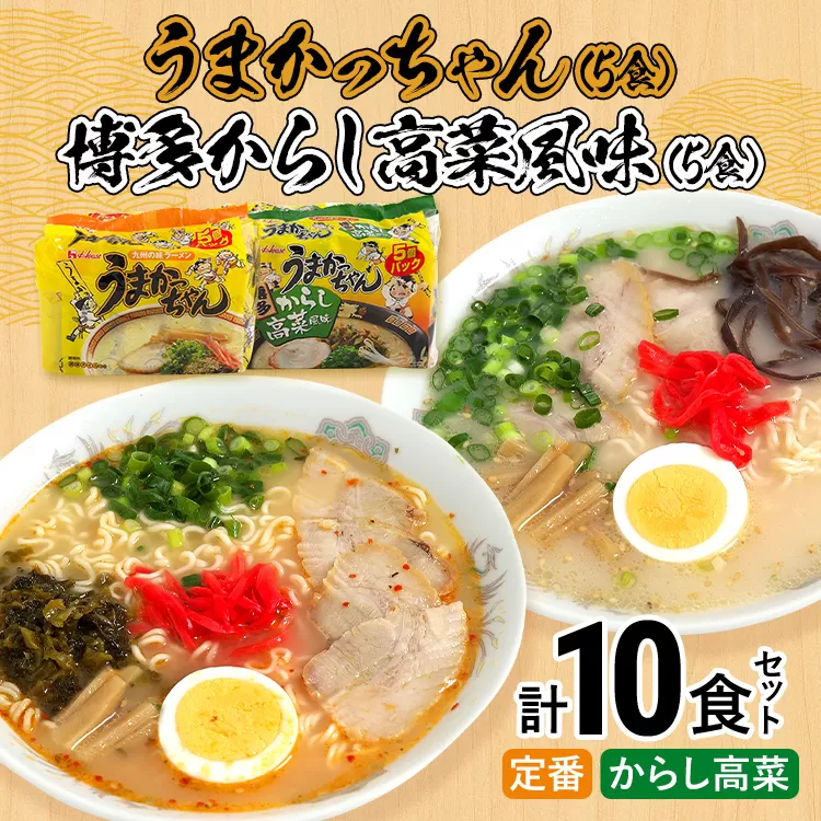 豚骨ラーメン うまかっちゃん（5食）、博多からし高菜風味（5食） 計10食セット お取り寄せグルメ お取り寄せ 福岡 お土産 九州 福岡土産 取り寄せ グルメ 福岡県