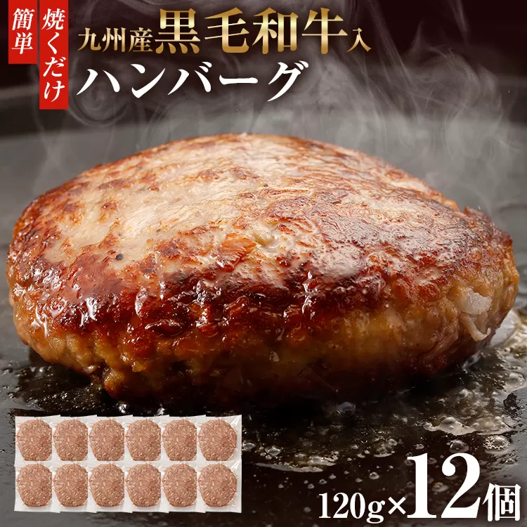 九州産黒毛和牛入ハンバーグ ハンバーグ 肉 牛肉 豚肉 120g×12個入 個包装 焼くだけ 黒毛和牛 九州産 贅沢 本格 お店の味 和牛 牛 豚 冷凍 おかず お弁当 簡単調理 お肉 惣菜 ジューシー アレンジ