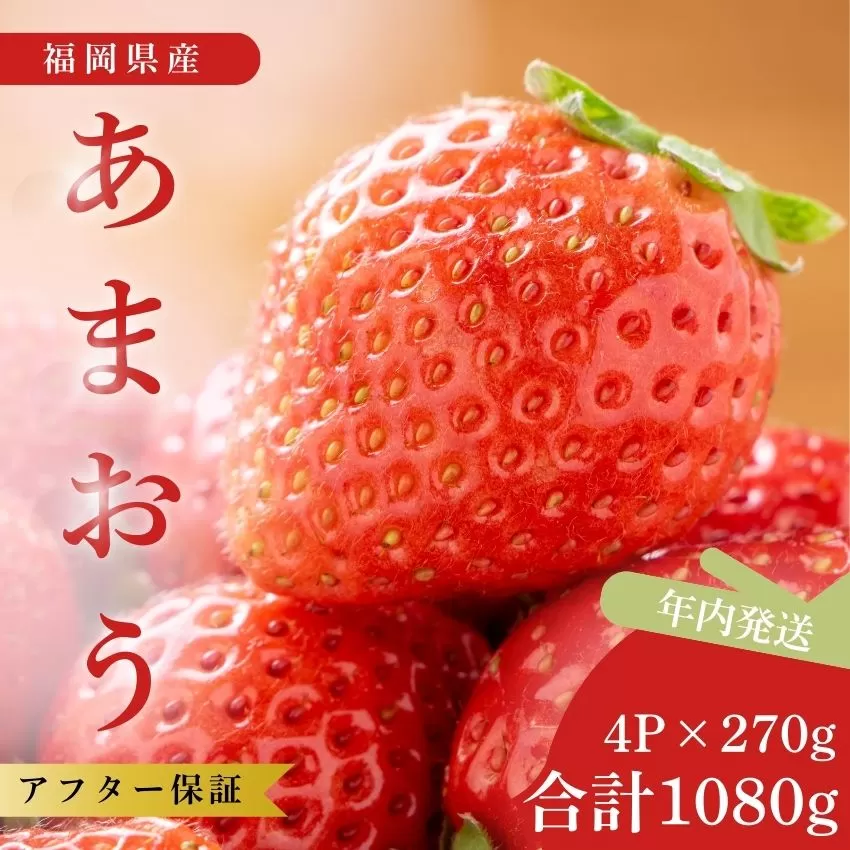 【先行予約】福岡県産あまおう 270g×4パック ※年内発送 農家直送 [TY013-1] ※配送不可：北海道・沖縄・離島【福岡県須恵町】いちご イチゴ 苺 フルーツ 果物 国産 九州 送料無料