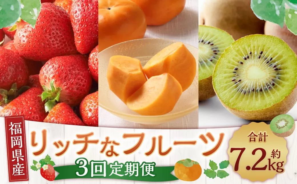 【3回定期便】福岡のリッチなフルーツ定期便 くだもの いちご キウイ 柿 【2025年10月下旬～12月下旬発送予定】