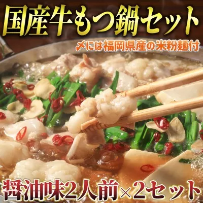 もつ鍋醤油味 2人前×2セット 計4人前  国産牛 マルゴめん《30日以内に出荷予定(土日祝除く)》もつ鍋 醤油味 4人前 もつ モツ 鍋 なべ 鍋セット 冷凍