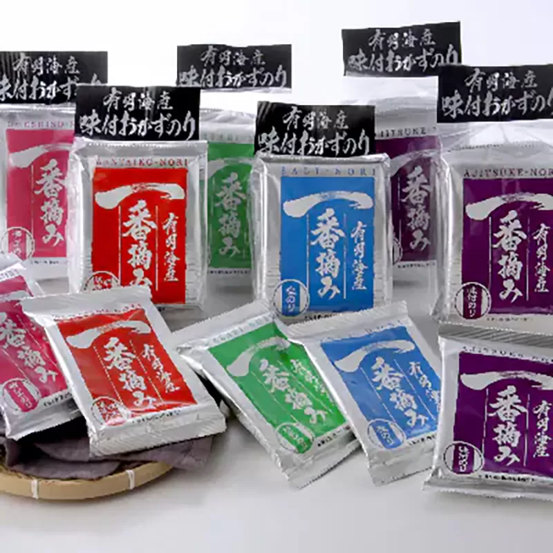 有明海産一番摘み「味付けおかず海苔6袋入詰合セット」(5つの味、8切240枚) 福岡有明のり 株式会社有明海苔 《30日以内に出荷予定(土日祝除く)》鞍手郡