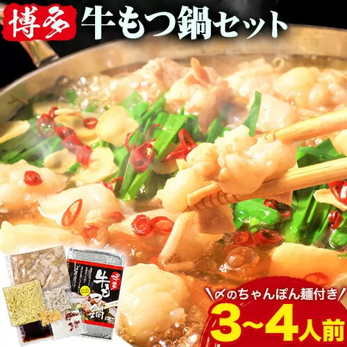 もつ鍋 博多 牛もつ鍋 セット 3~4人前 株式会社木村食品《30日以内に出荷予定(土日祝除く)》福岡県 鞍手郡 鞍手町 牛 牛肉 もつ 鍋 送料無料