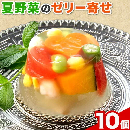 夏野菜 ゼリー寄せ 10個セット 独楽《60日以内に出荷予定(土日祝除く)》福岡県 鞍手郡 鞍手町 ひんやり 冷たい プレゼント ギフト ゼリーギフト 九州の野菜 博多あご出汁 かぼちゃ トマト にんじん えだまめ オクラ コーン 小柱 送料無料