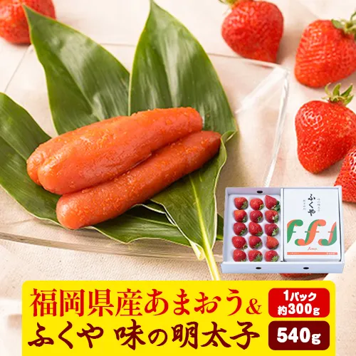 福岡県産あまおうギフト箱 & ふくや味の明太子 540g 南国フルーツ株式会社《12月上旬-3月末頃出荷》福岡県 鞍手町 あまおう いちご めんたいこ 明太子 セット 送料無料