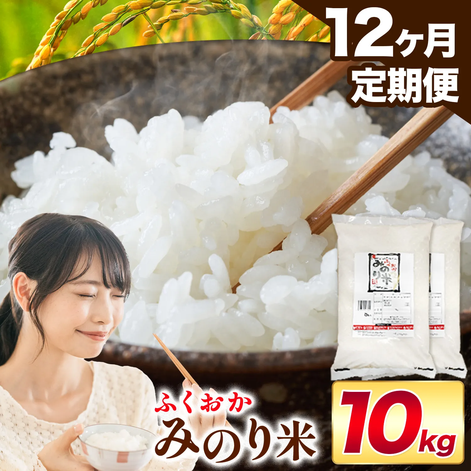 【12ヶ月定期便】米 ふくおかみのり米 10kg 定期便 白米 《お申込み翌月から出荷》お米  ブレンド米