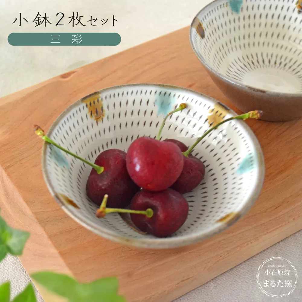 C23 【小石原焼　まるた窯】小鉢2枚セット（三彩）