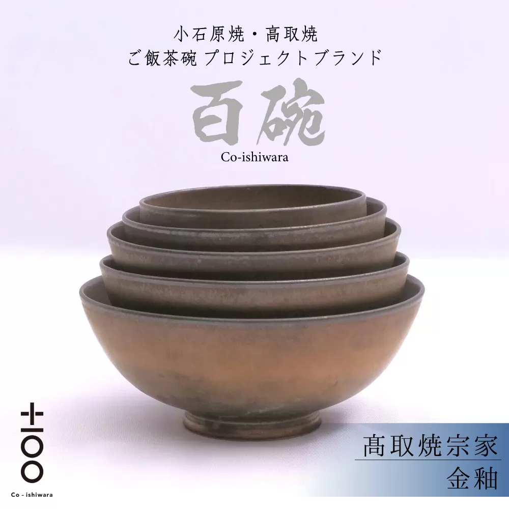 FR22 百碗 金釉 (高取焼宗家)