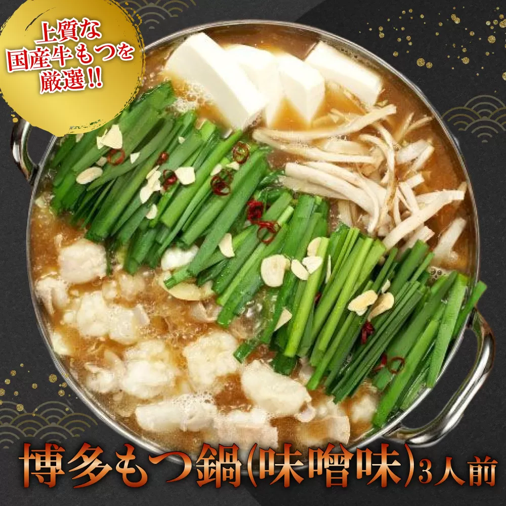 2P13【ギフト用】博多もつ鍋（味噌味）3人前