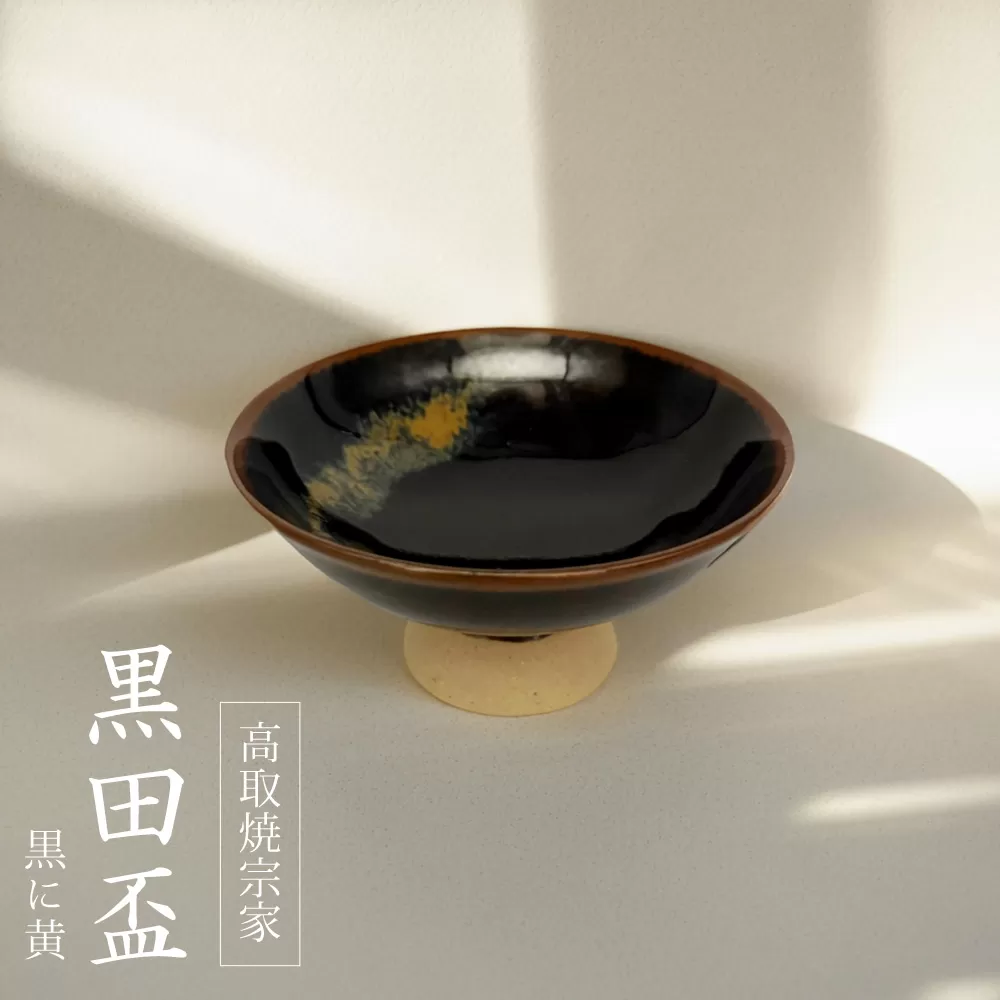 FG2 【高取焼宗家】黒田盃　黒に黄