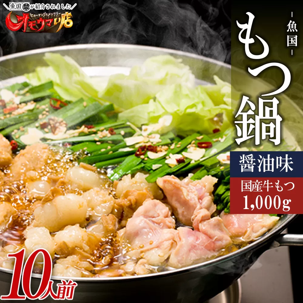 3M1-S 国産 牛 もつ鍋 1 0人前 ( 醤油味 ) 国産牛モツ 1kg