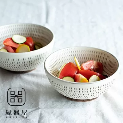 AA87 小石原焼 カネハ窯 飛び鉋中鉢セット(両面)
