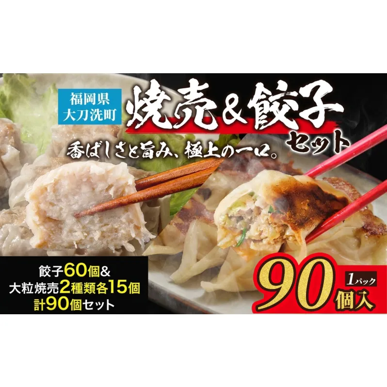 餃子菜館 餃子 60個 & 大粒 しゅうまい 2種類 各15個 計90個セット 酢醤油付き