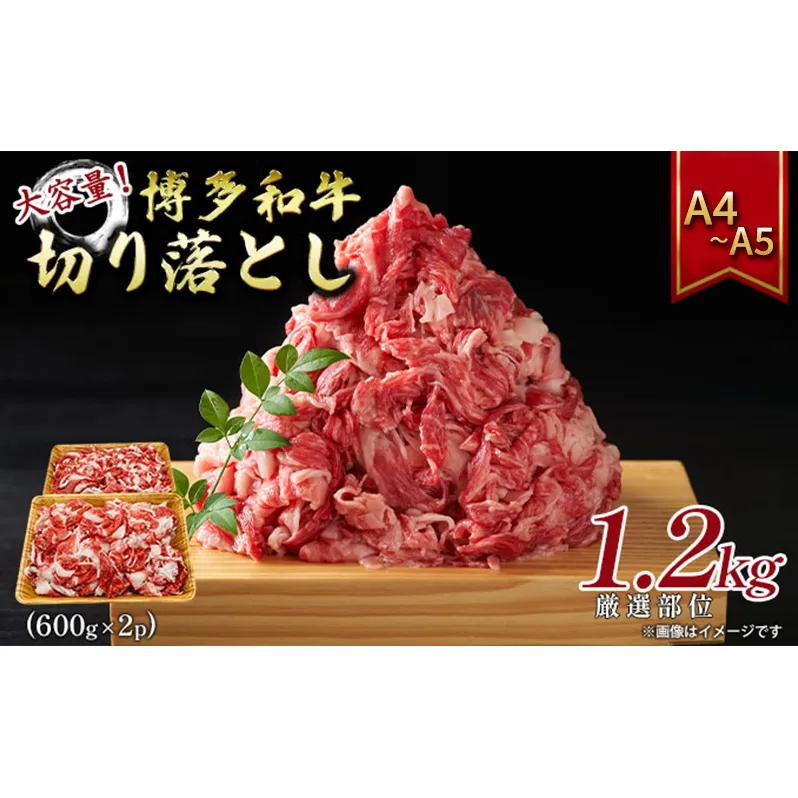 博多和牛 大容量 切り落とし 1.2kg（600g×2p）1200g A4～A5 配送不可：離島