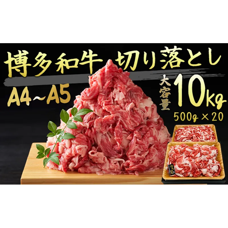 限定 牛肉 博多和牛 A4～A5 切落とし 合計10kg（500g×20p）肩ロース 赤身 バラ カルビ 配送不可：離島 牛肉炒め物 お肉 バラ(カルビ)