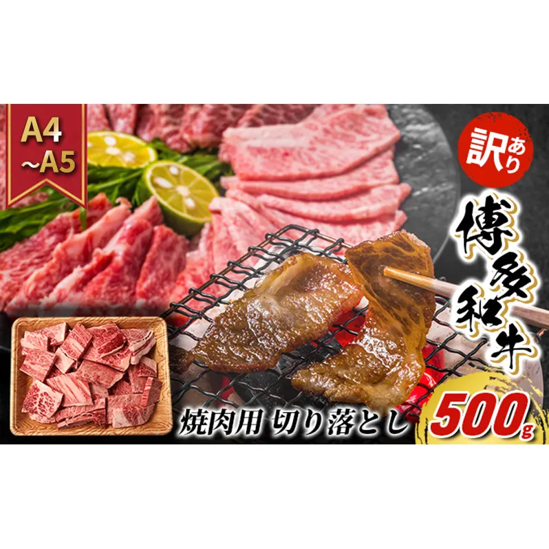 訳あり 牛肉 切り落とし A4～A5 焼肉 博多和牛 500g 訳アリ 配送不可：離島