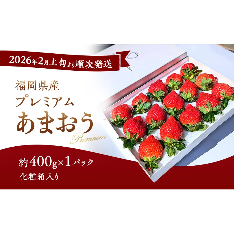 あまおう 【2026年2月上旬より順次発送】化粧箱入り プレミアムあまおう 約400g×1パック 【ギフト・お祝い・贈答用】 イチゴ 苺 いちご 果物 福岡県産 ※配送不可:離島