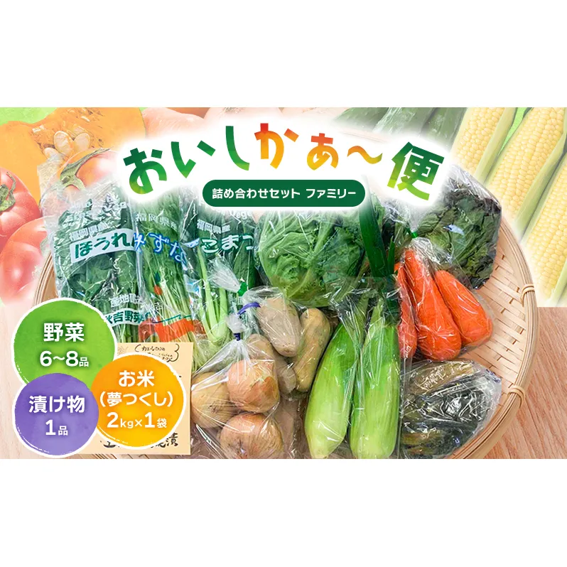 おいしかぁ～便 詰め合わせセット ファミリーセット 家族用 野菜 やさい 米 新鮮 新鮮野菜 家庭用 新鮮 福岡県 大刀洗町