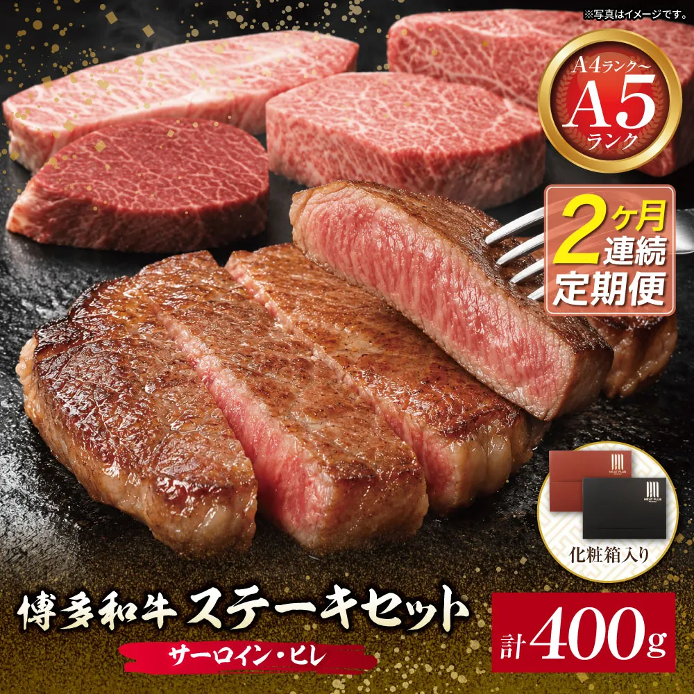 定期便 博多和牛 【A4～A5】(ヒレ150g＆サーロイン250g) 各1枚 計400g(年2回)