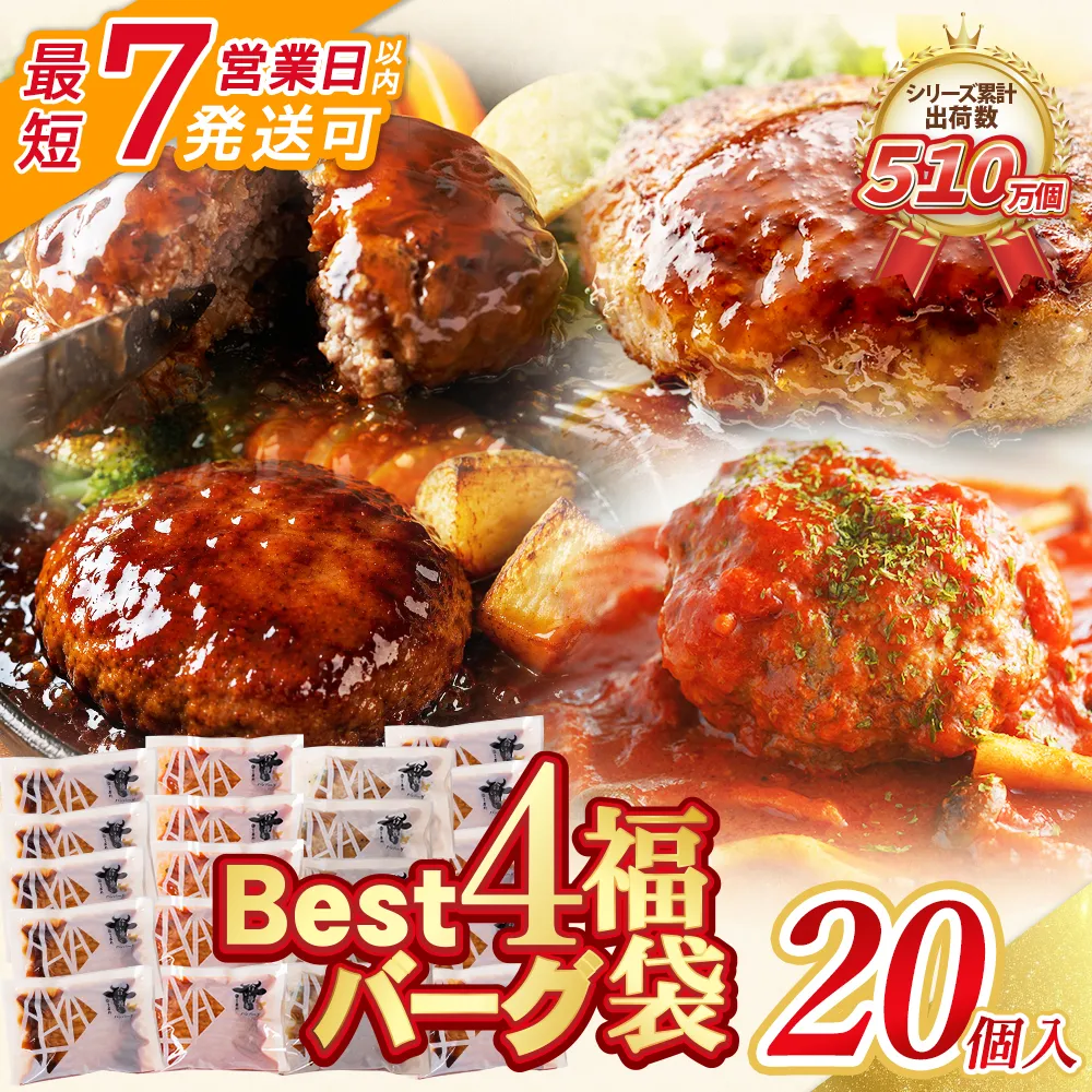 【7営業日以内発送】【累計510万個突破！】 大容量！Best4バーグ ハンバーグ 150g×20個セット（合挽4種 各5個）ハンバーグ 牛肉 豚肉 洋食 ハンバーグ はんばーぐ 大容量 冷凍 人気 ハンバーグ 4種類 手軽 冷凍 3kg おすすめ おかず 肉 ハンバーグ お得