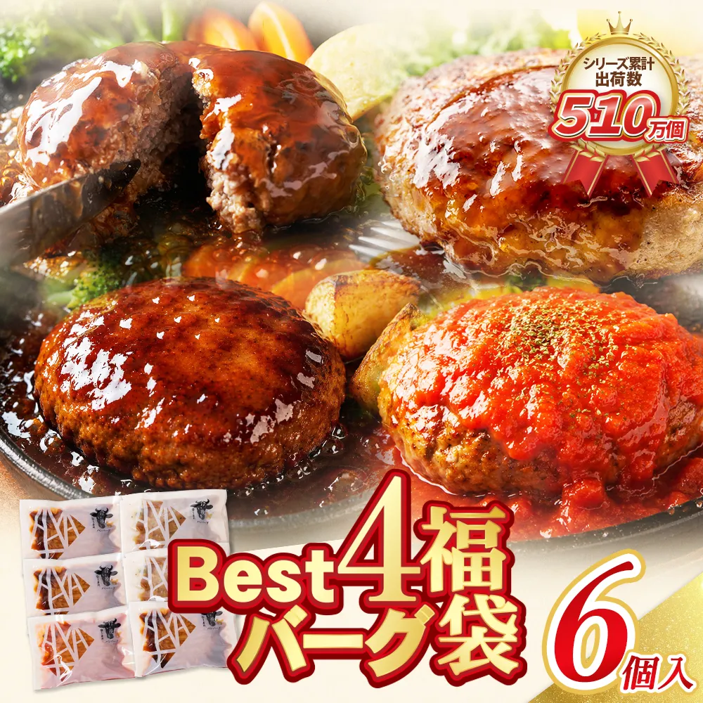 [累計510万個突破!] Best4ハンバーグ お試しセット 150g×6個セットハンバーグ 牛肉 豚肉 洋食 ハンバーグ はんばーぐ 大容量 冷凍 人気 ハンバーグ 4種類 手軽 冷凍 900g おすすめ おかず 肉 ハンバーグ お得