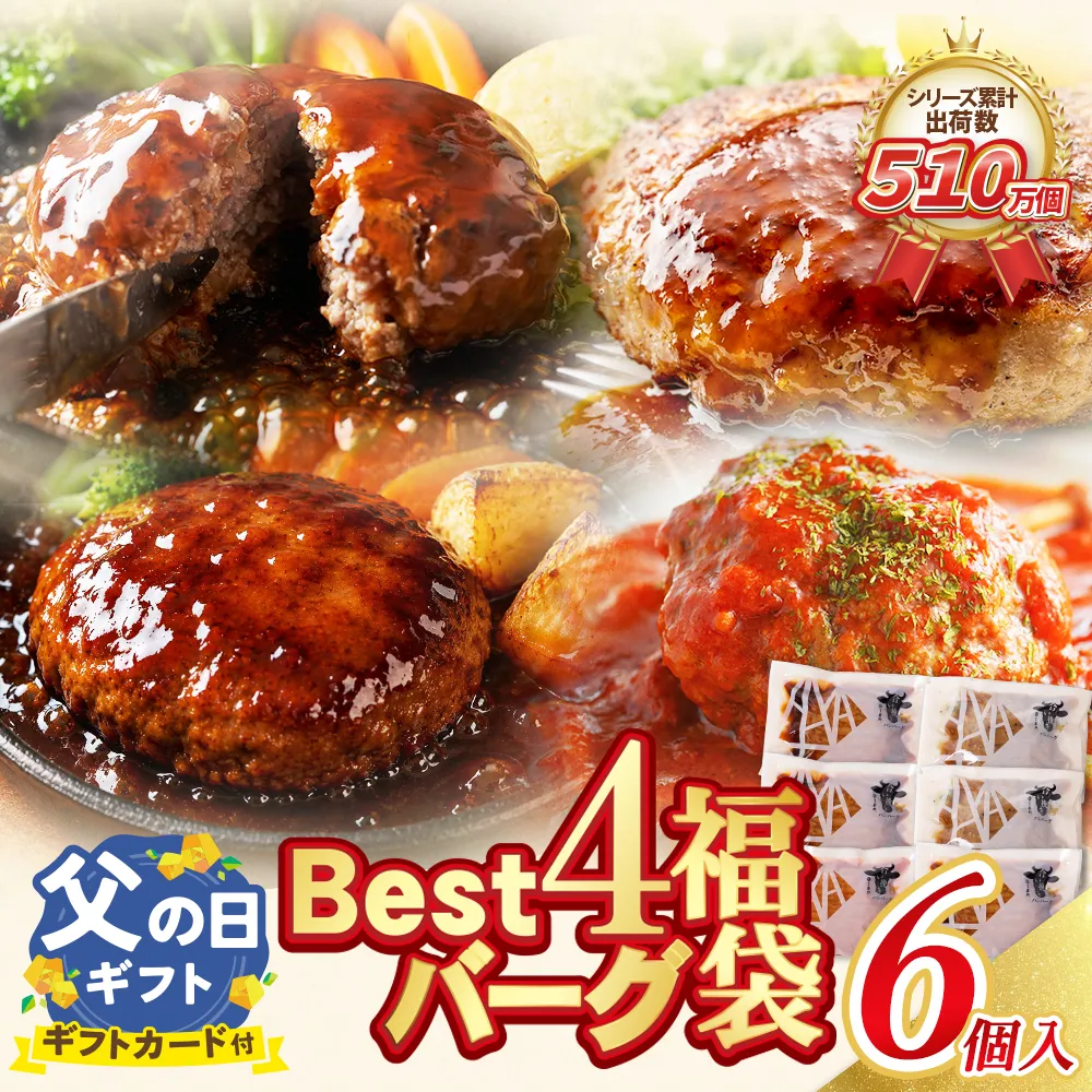 【父の日】 【累計510万個突破!】 Best4ハンバーグ お試しセット 150g×6個セットハンバーグ 牛肉 豚肉 洋食 ハンバーグ はんばーぐ 大容量 冷凍 人気 ハンバーグ 4種類 手軽 冷凍 900g おすすめ おかず 肉 ハンバーグ お得