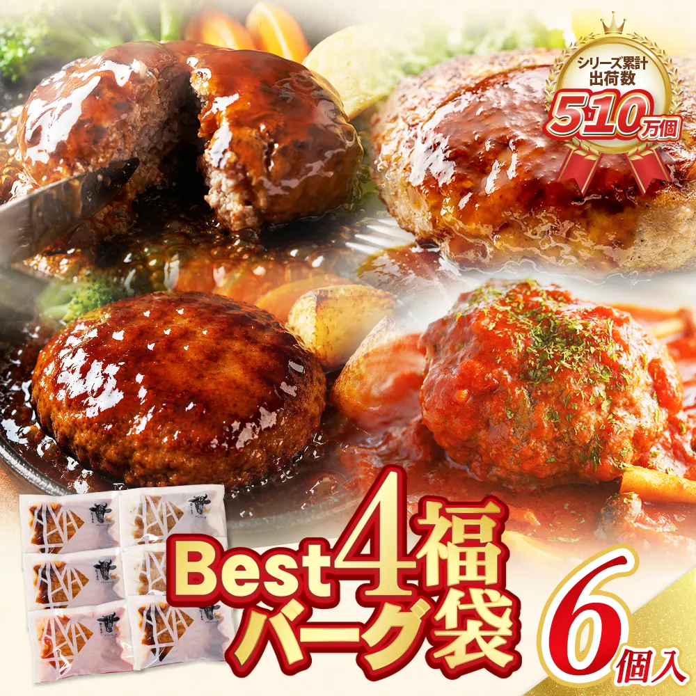 【累計460万個突破!】 Best4ハンバーグ お試しセット 150g×6個セットハンバーグ 牛肉 豚肉 洋食 ハンバーグ はんばーぐ 大容量 冷凍 人気 ハンバーグ 4種類 手軽 冷凍 900g おすすめ おかず 肉 ハンバーグ お得