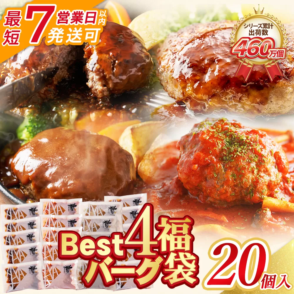 [7営業日以内発送][累計460万個突破!] 大容量!Best4バーグ ハンバーグ 150g×20個セット(合挽4種 各5個)ハンバーグ 牛肉 豚肉 洋食 ハンバーグ はんばーぐ 大容量 冷凍 人気 ハンバーグ 4種類 手軽 冷凍 3kg おすすめ おかず 肉 ハンバーグ お得
