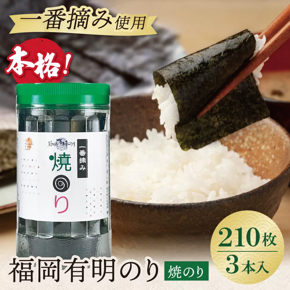 福岡有明のり(焼のり)(計210枚)3本セット