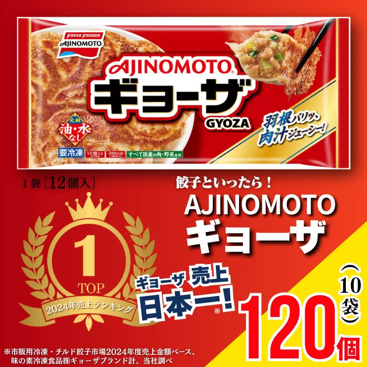 AJINOMOTOギョーザ 10袋 ぎょうざ 120個 味の素 冷凍食品 餃子 簡単調理 加工食品 惣菜 冷凍 佐賀市:B130-047