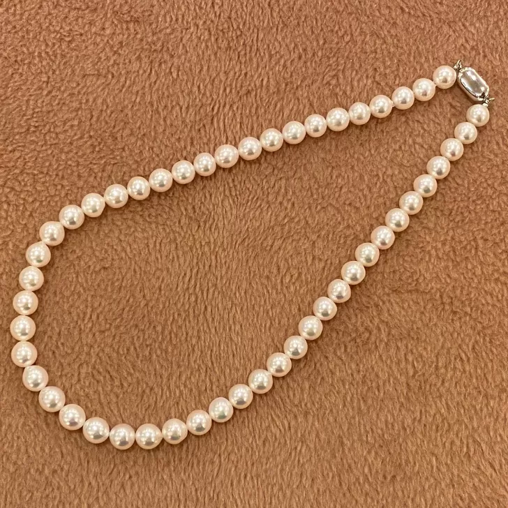 【数量僅か】艶々セミラウンド8～8.5アコヤ真珠ネックレス 43cm ジュエリー アクセサリー ネックレス 真珠 パール 美穂野 佐賀市 ：C200-047