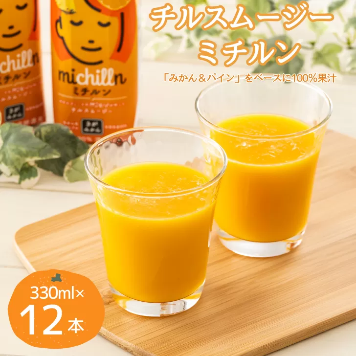 果汁100％！チルスムージー ミチルン 330ml×12本 フルーツジュース 佐賀みかん パインアップル：B110-050